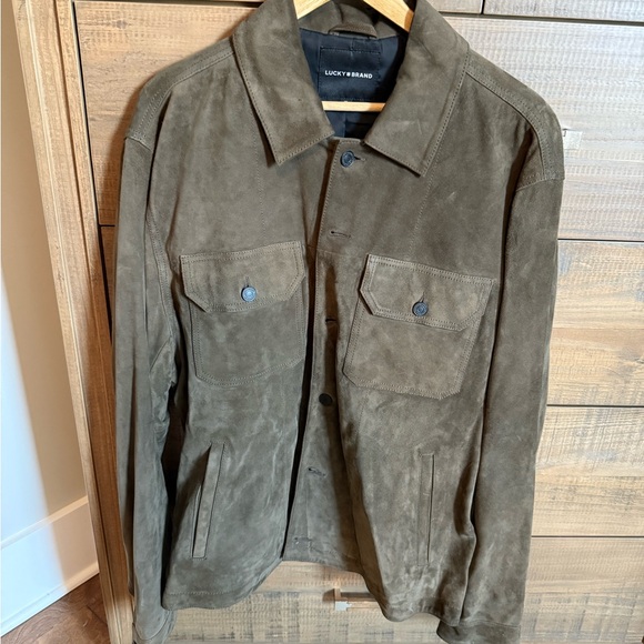 Lucky Brand Men's Dark Brown Suede Leather Jacket